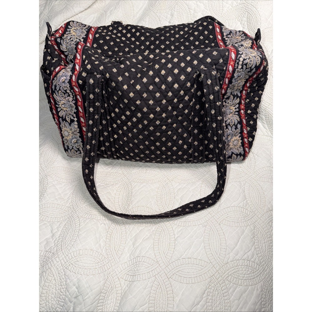 Vintage Vera Bradley Retired 2002 Classic Black Norwegian LG Duffel Travel Bag - Picture 3 of 12